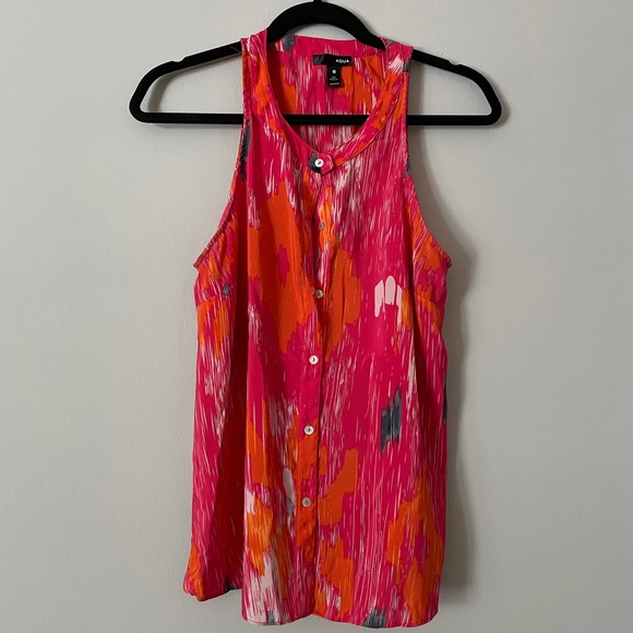 Aqua Button Down Multi-Colored Top - Picture 1 of 2